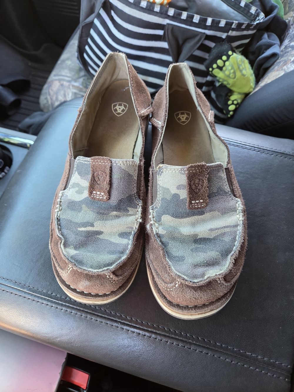 Ariat  Brown Suede Camo Slip-On Shoes